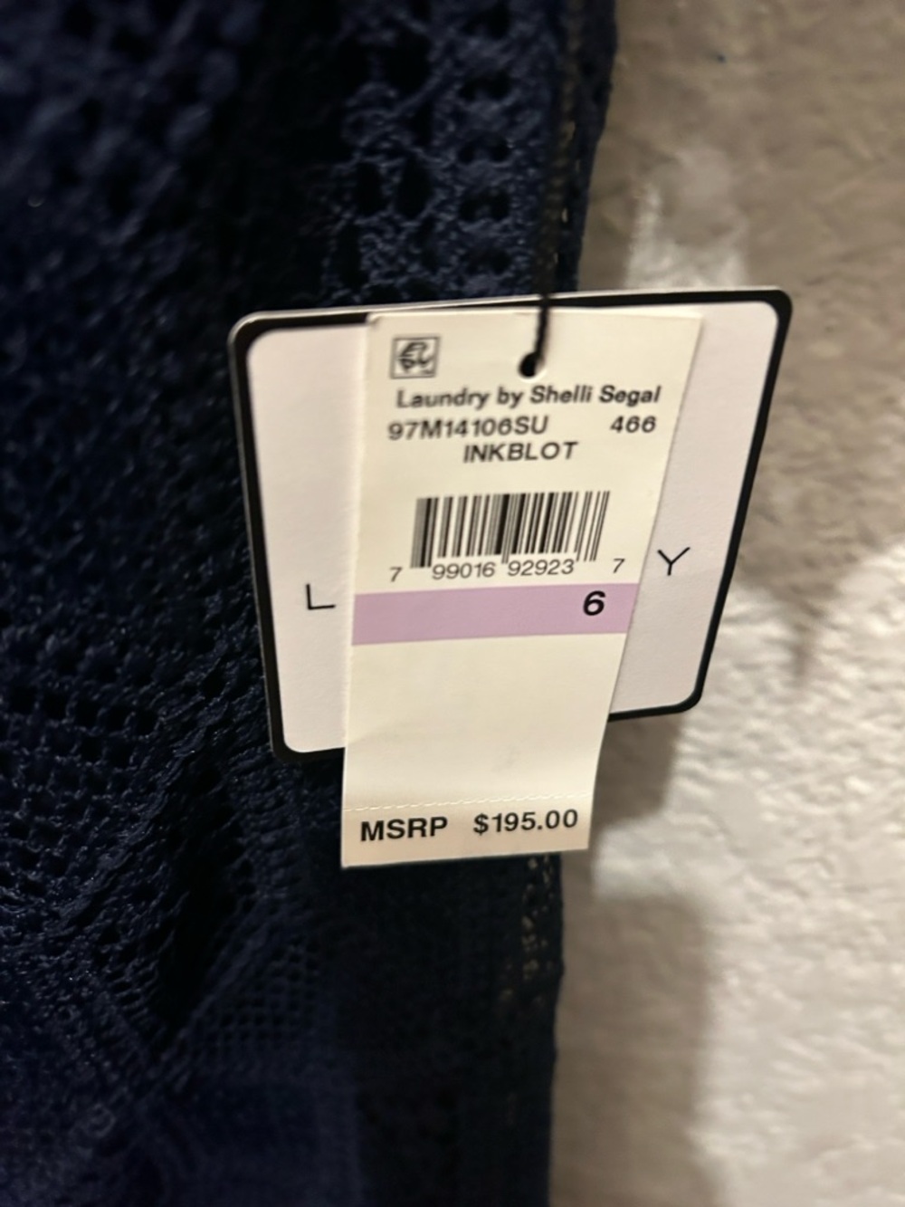 Laundry By Shelli Segal Navy Crochet Cold-Shoulder Mini Dress - Picture 2 of 13